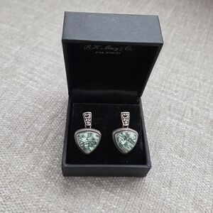 Green Quartz Trillion-cut Sterling Silver Earrings